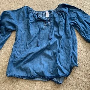 Justice Denim Bell Sleeve Top